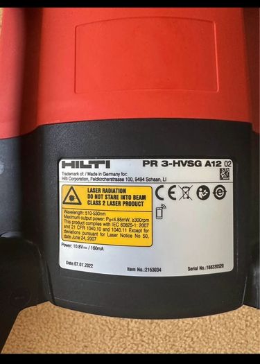 Hilti PR 3-HVSG A12 PRA 2 Rotary Laser Kit