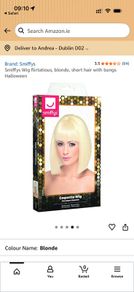 Blonde wig short bangs halloween costume