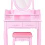 Bedroom Sets Makeup Table 4 Drawers Stool, Pink Image 2