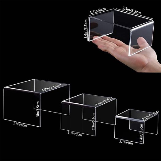 Set of 9 Clear Acrylic Display Risers Cupcakes Holder Sweet Stand Display Transparent Showcase Stands, Candy Bar Risers, Acrylic Lifts Display for Figures (FREE POSTAGE)