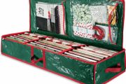 Christmas Wrapping Paper Storage Bag with Interior Pockets - Fits 18-24 Rolls - Gift Wrap Organiser for Christmas Decorations Bows, Tags &amp; Ribbons - Durable Tear Proof Wrapping Paper Storage Box (MULTIPLE COLOURS)