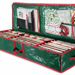 Christmas Wrapping Paper Storage Bag with Interior Pockets - Fits 18-24 Rolls - Gift Wrap Organiser for Christmas Decorations Bows, Tags & Ribbons - Durable Tear Proof Wrapping Paper Storage Box (MULTIPLE COLOURS)