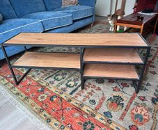 Modern Industrial Metal & Oak TV Unit / Media Console Stand