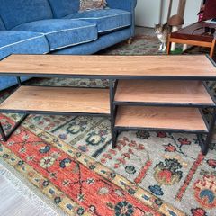Modern Industrial Metal & Oak TV Unit / Media Console Stand