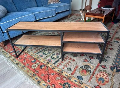 Modern Industrial Metal & Oak TV Unit / Media Console Stand