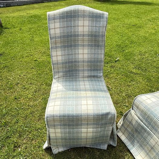 Set of two 2 Parsons dining chairs high back with loose slip covers