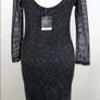 Topshop Tall Sparkly Black Mesh Bodycon Lined Dress Size 12 Image 6