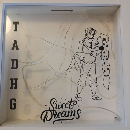 Personalised "Tadhg" Box Frame with Fairy Lights