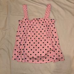 Zara Kids Size 10/140cm Pink and black polka dot pattern flowy top with ruffles