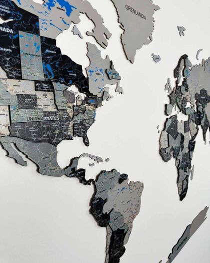 3D Premium Wooden World Map with Country Borders Country Names Capital Names US and Canada Borders and Names World Biggest City Names World Biggest Rivers World Biggest lakes World Main Roads 3D Map Effect