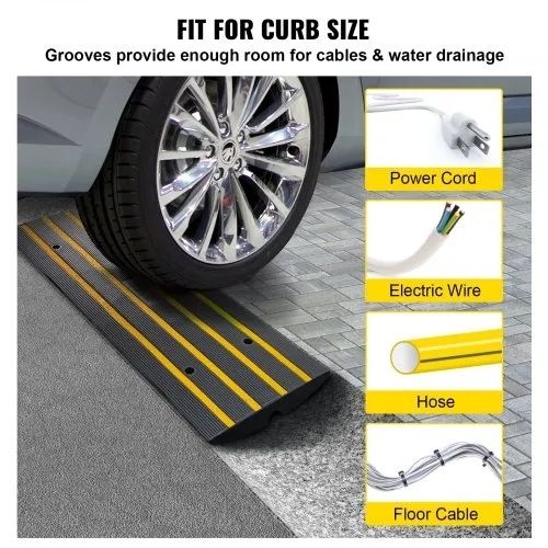 Curb Ramp, 2.6" Rise Rubber Driveway Ramps, Heavy Duty 33069 lbs Weight Capacity Threshold Ramp