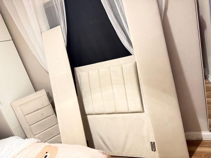 Beige Bed with Mattress (included)