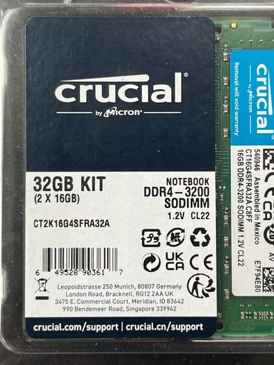 Crucial 32Gb ddr4 laptop ram kit