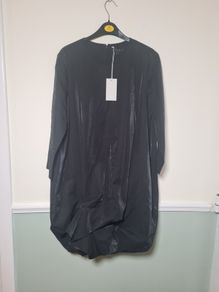Womens COS black dress shiny silky  polyester modal blend Size UK 14 EU 40 Brand new BNWT