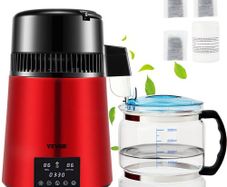 Water Distiller, 1 L/H, 4L Distilled Water Maker with 0-99 H Timing, 750W Countertop Water Purifier with Dual Temp Display