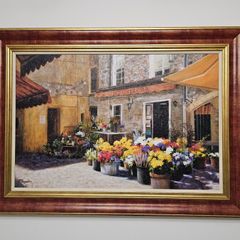 Framed 'Flower Shop" by artist Jan McLaughlin