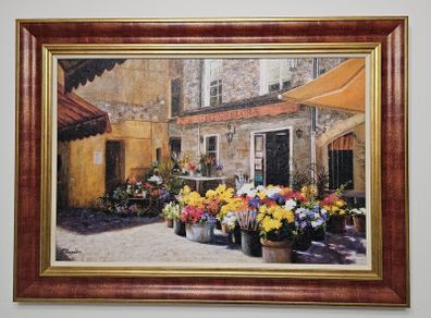 Framed 'Flower Shop" by artist Jan McLaughlin