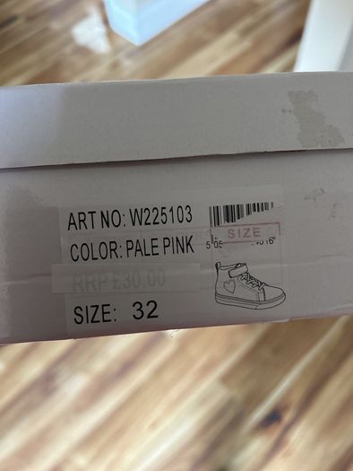 A Dee baby pink and gold heart high tops eu 32 uk 13