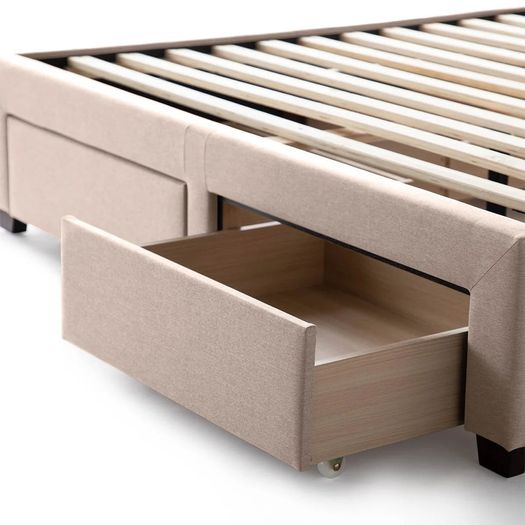 Upholstered Storage Bed Frame Full / Double (Oat Colour)