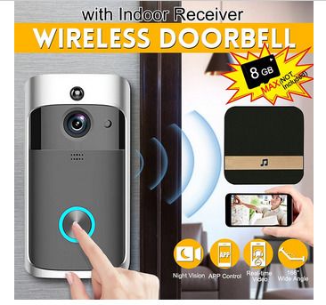 Wifi Smart Video Doorbell Intercom PIR Detection Camera Night Vision Cloud Storage - Black US Plug