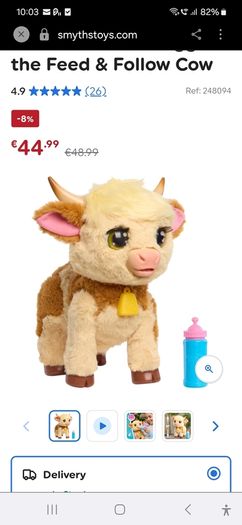 FurReal Plush Toy Interactive Pet Maggie the Feed & Follow Cow