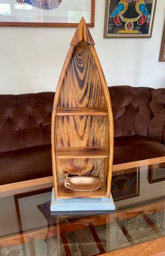 Wooden Boat Wall Shelf Vintage Nautical Decor Rustic Maritime Coastal Display