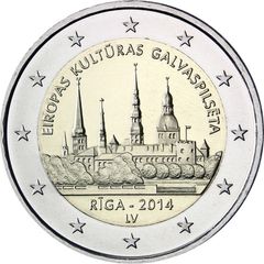 Latvia 2 Euro Commemorative Coin 2014 - Riga. Uncirculated.
