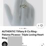 Vintage Tiffany and Co Silver Ring designed by Paloma Picasso- Triple Loving Heart Image 2
