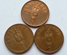 Gibraltar 3 Coins 1p Gibraltar 1p Penny Mace of the House of Assembly