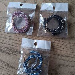 3 x Sparkly Large Hoop Earrings
