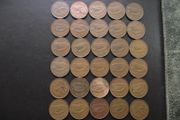30 Irish 2 pence coins (1971-1996)