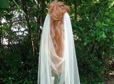 Medieval Drape Veil Ivory Cathedral Length