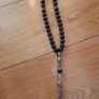 Semi-precious Black Onyx Agate Prayer Beads with Silver Accents x33 Image 4