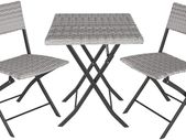 Polyrattan Bistro Set 3-Piece for Garden, Balcony, Patio, Foldable Space-Saving with UV Protection - Various Colours - (Light Grey | No. 403714)