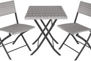 Polyrattan Bistro Set 3-Piece for Garden, Balcony, Patio, Foldable Space-Saving with UV Protection - Various Colours - (Light Grey | No. 403714)