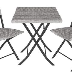 Polyrattan Bistro Set 3-Piece for Garden, Balcony, Patio, Foldable Space-Saving with UV Protection - Various Colours - (Light Grey | No. 403714)