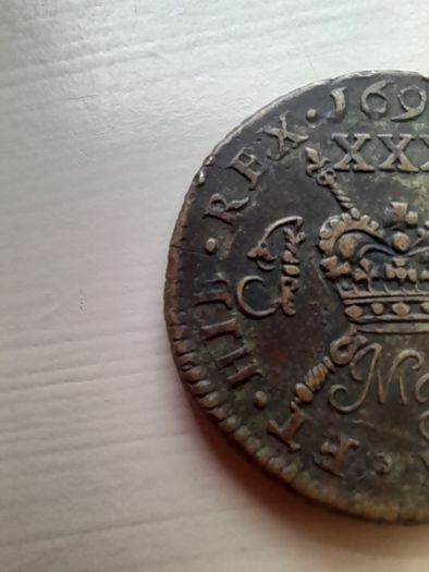 May  1690 Gunmoney Halfcrown .