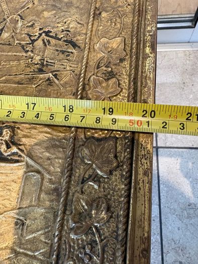 Large Vintage Ornament Embossed Brass coal or log storage box