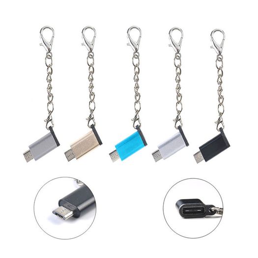 Aluminum Alloy OTG Micro USB (Male) to USB-C (Female) QC 3.0 Charger & Sync Adapter with Keychain (Brand New/Warranty)