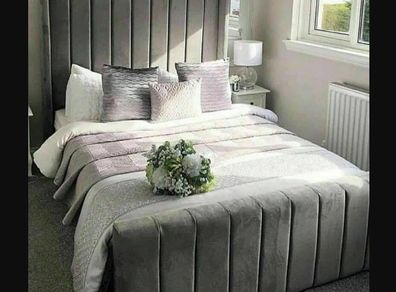 New Bespoke Plush Velvet Foot Wingback Regal Bed Frame with Mattress/Gas Lift option 4ft Beds 4ft6 Bed 5ft Bed 6ft Bed Double Bed Small Double Bed King Bed