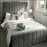 Ottoman Winged Panel Plush Velvet Upholstered Bed Frame Double & King Size Bed Image 7