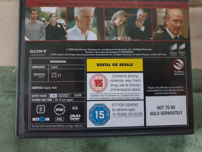Damages The Complete Season 2 Two Series Second Glenn Close DVD Rose Byrne 2nd