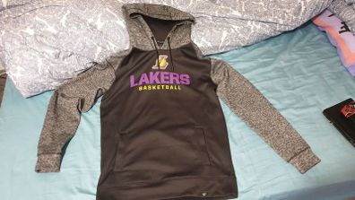 authentic NBA los angeles lakers black grey small hoodie