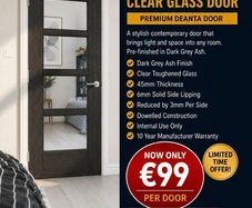 Deanta Dark Grey Ash Clear Glass