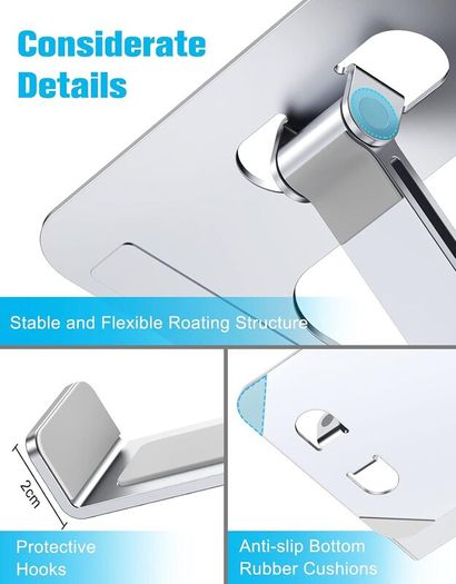 Laptop Stand, Ergonomic Foldable Computer Stand with Adjustable Height, Ventilated Aluminium Alloy Laptop Riser Desktop Book Stands Compatible with MacBook Air Pro