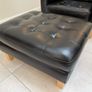 Black Leather Armchair and Matching Ottoman Footstool Image 3