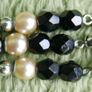 Vintage Necklace Three Strand Beaded Gold Black Grey White Vintage Image 6