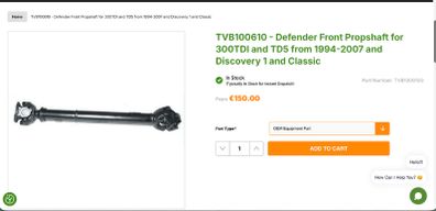 Land Rover Defender/Discovery Front Prop Shaft