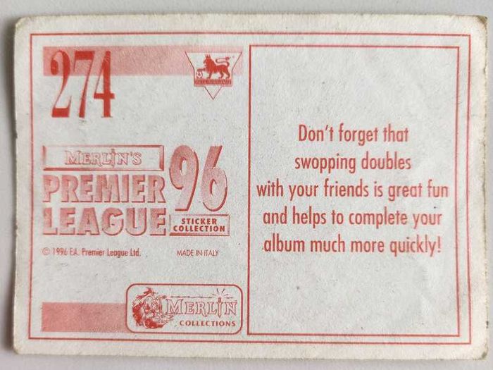 '96 Premier League - Merlin stickers