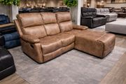 Athens Brown Fabric Recliner Corner Sofa with Chaise Easy Clean